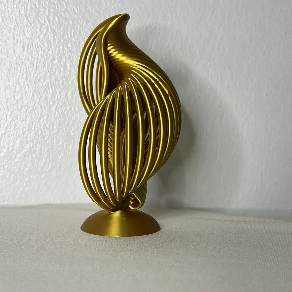 Spiral Decorative Gold Sculpture Modern Art Piece Home Office Decor Plastic